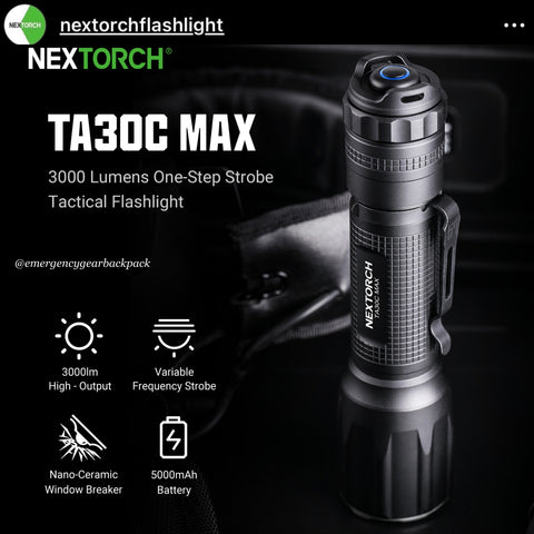 NEXTORCH TA30C MAX 3000LMS 390M Tactical Flashlight