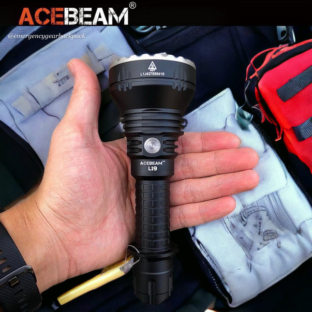 ACEBEAM L19 Long Range Flashlight 1300M (ไม่รวมแบตเตอรี่) - Emergency Gear Backpack