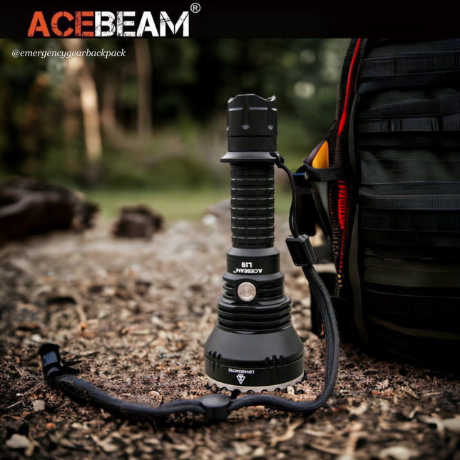 ACEBEAM L19 Long Range Flashlight 1300M (ไม่รวมแบตเตอรี่) - Emergency Gear Backpack