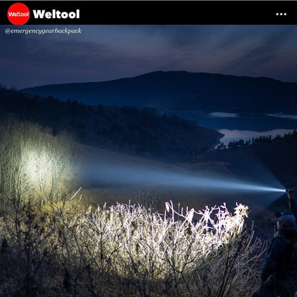 Weltool LH8 Head 1250 Lumens 83,900CD 578M Tactical Flashlight - Emergency Gear Backpack