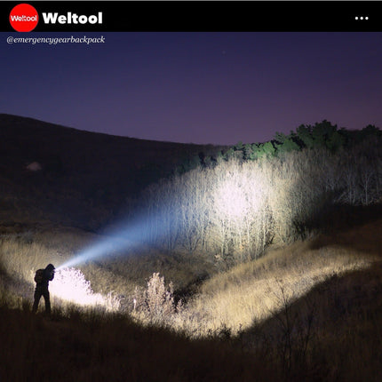 Weltool LH8 Head 1250 Lumens 83,900CD 578M Tactical Flashlight - Emergency Gear Backpack