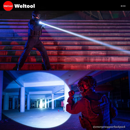 Weltool W7 Tactical LEP Flashlight with Spill 700 Lumens 800,000CD 1,788M - Emergency Gear Backpack