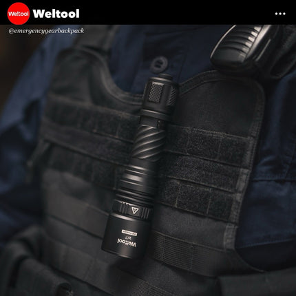 Weltool W7 Tactical LEP Flashlight with Spill 700 Lumens 800,000CD 1,788M - Emergency Gear Backpack