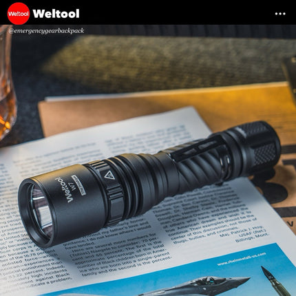 Weltool W7 Tactical LEP Flashlight with Spill 700 Lumens 800,000CD 1,788M - Emergency Gear Backpack