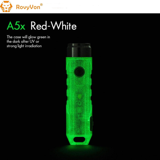 RovyVon Aurora A5x Red/White Green GITD Keychain Flashlight - Emergency Gear Backpack