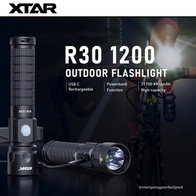 XTAR R30 1200 Lumens 226M EDC Flashlight - Emergency Gear Backpack