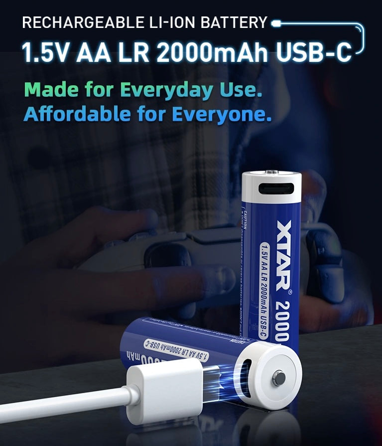 XTAR 1.5V AA LR 2000mAh USB-C Lithium Battery