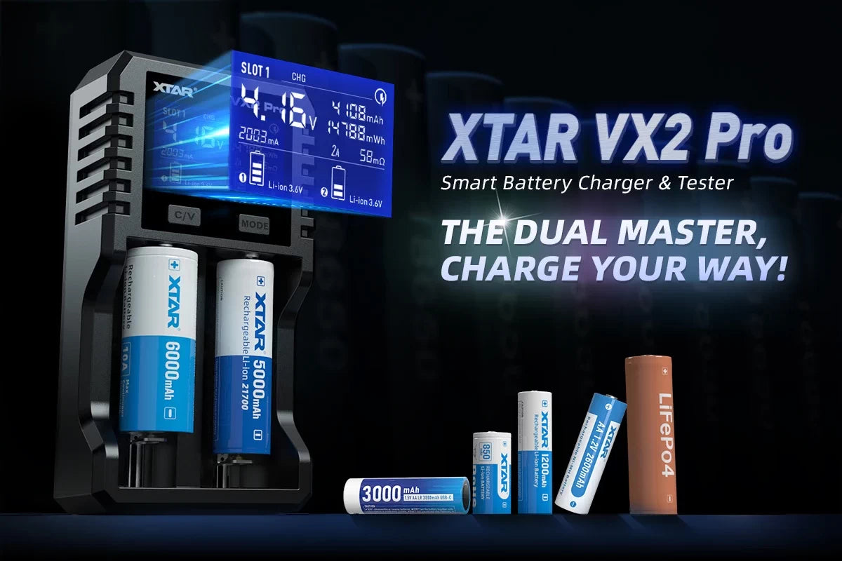 XTAR VX2 Pro: Dual-Slot Smart Battery Charger & Tester ที่รวมทุกสิ่งไว้ในเครื่องเดียว