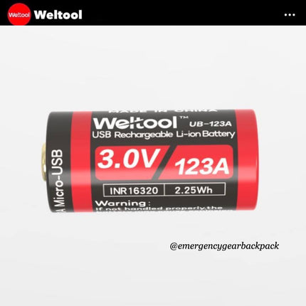 Weltool UB-123A 750mAh 3.0V USB Rechargeable Li-ion Battery