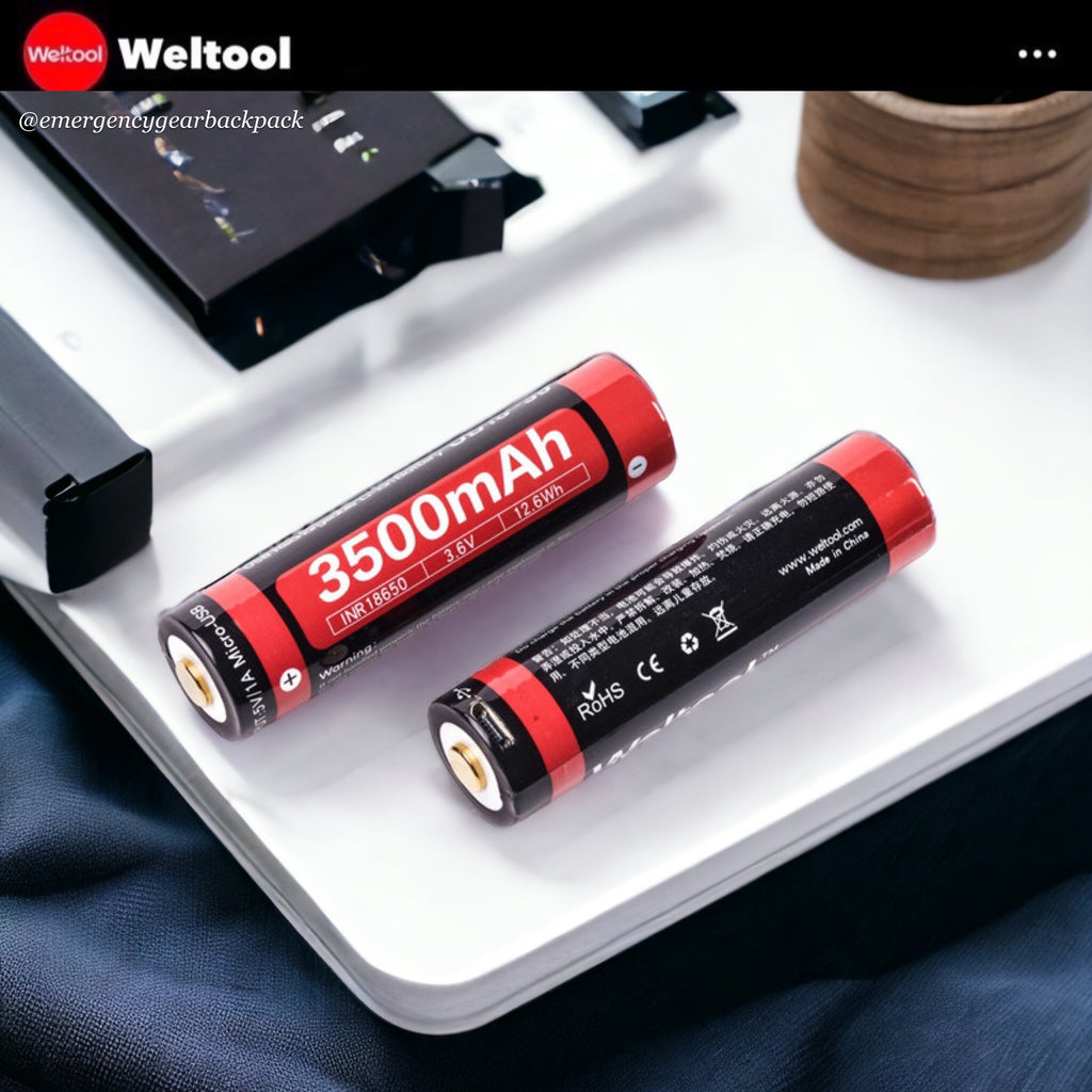 Weltool UB18-35 18650 3500mAh USB Rechargeable Li-ion Battery
