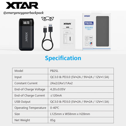 XTAR PB2SL Portable Battery Charger & Power Bank QC3.0 & PD3.0