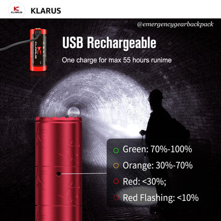 Klarus K10 EDC Flashlight 1200 Lumens 185M