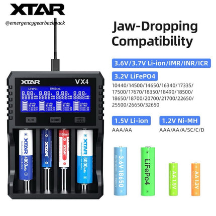 XTAR VX4 Visible Mixer – Universal Smart Battery Charger & Tester