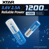 XTAR 14500 1200mAh 3.6V 2.5A Rechargeable Li-ion Battery