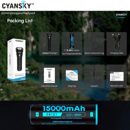 Cyansky Carbon Portable Steady Beam Searchlight 2000 Lumens 450M