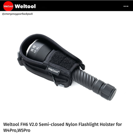 Weltool FH6 V2.0 Semi-closed Nylon Flashlight Holster for W4Pro/ W5Pro
