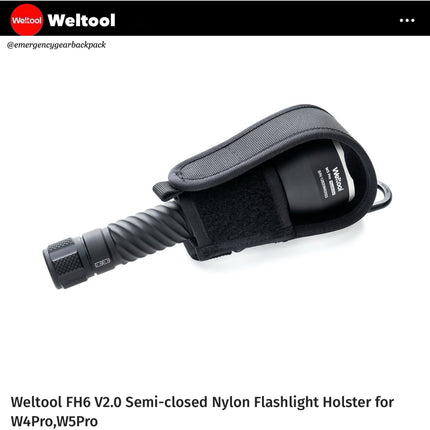 Weltool FH6 V2.0 Semi-closed Nylon Flashlight Holster for W4Pro/ W5Pro