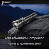 SPERAS E3  EDC Tactical Flashlight 1300 Lumens 350M
