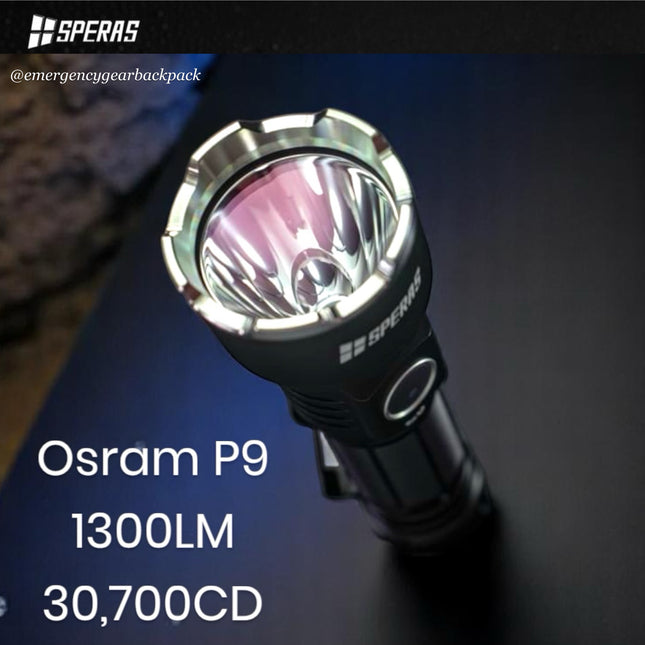 SPERAS E3  EDC Tactical Flashlight 1300 Lumens 350M