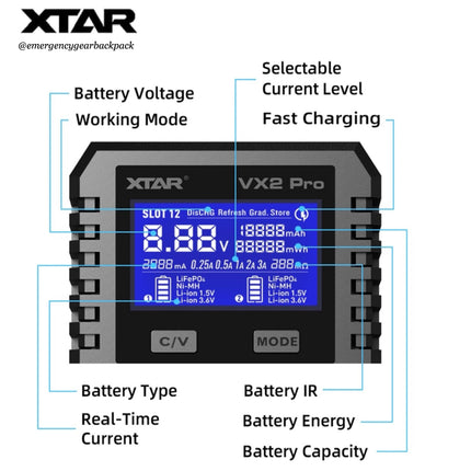 XTAR VX2 PRO Smart Battery Charger & Tester