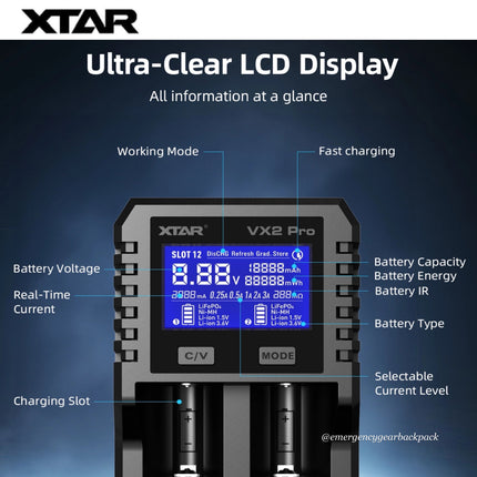 XTAR VX2 PRO Smart Battery Charger & Tester