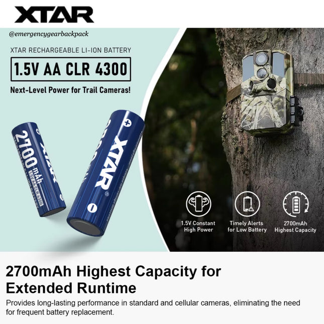 XTAR 1.5V AA CLR 4300mWh/2700mAh  Rechargeable Li-ion Battery