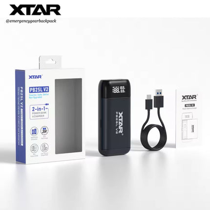 XTAR power bank with packaging and cable on a white background