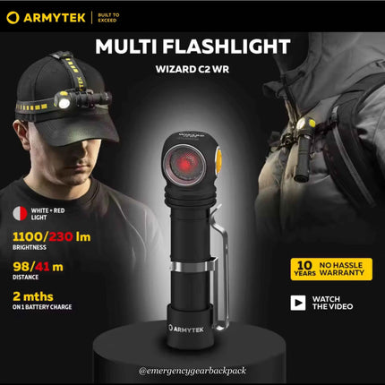 Armytek Wizard C2 WR  Warm + Red Light — Multi-Flashlight 3-in-1