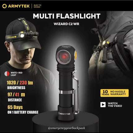 Armytek Wizard C2 WR  Warm + Red Light — Multi-Flashlight 3-in-1