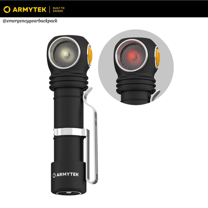 Angle view of Armytek Wizard C2 WR flashlight body and magnetic tailcap
