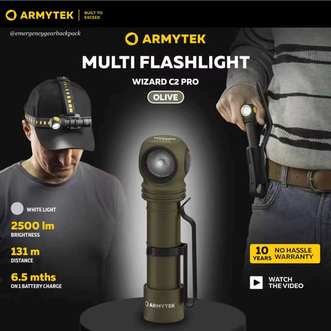 Armytek Wizard C2 Pro Olive White Light  — Multi-Flashlight 3-in-1
