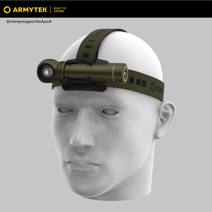 Armytek Wizard C2 Pro Olive headlamp mount mannequin demo