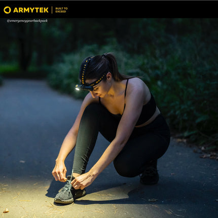 Armytek Wizard C2 Pro Max LR Warm headlamp used for close range outdoor ground work