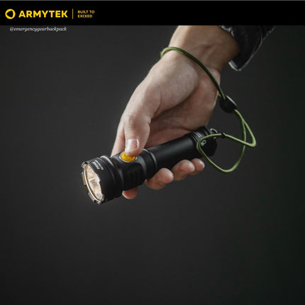Armytek Prime C2 Pro Max Warm flashlight with wrist lanyard for secure everyday carry use