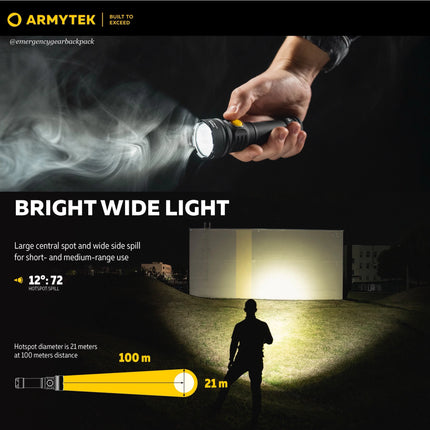 Armytek Prime C2 Pro Max Warm flashlight standing upright showing body design and side switch