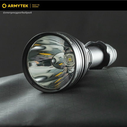 Armytek Barracuda Pro Max reflector close up designed for extreme long range illumination

