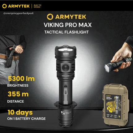 Armytek Viking Pro Max tactical flashlight 5300 lumens 355 meters product overview
