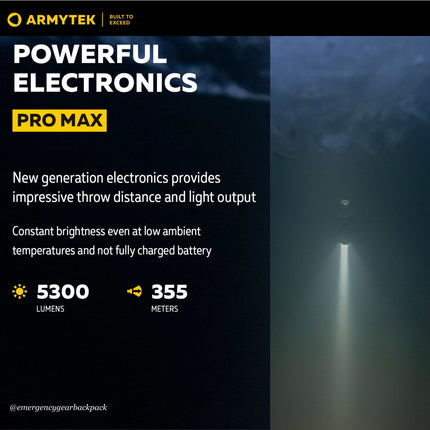 Armytek Viking Pro Max flashlight water resistance IP68 illustration