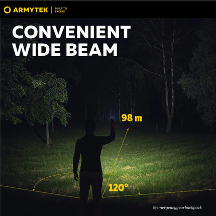 Armytek Wizard C2 WUV wide beam white light illumination in outdoor night environment