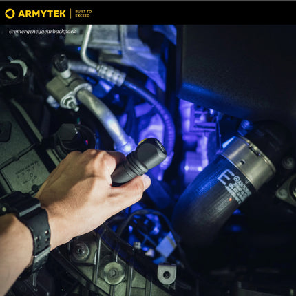 Armytek Wizard C2 WUV UV inspection revealing hidden material contamination example