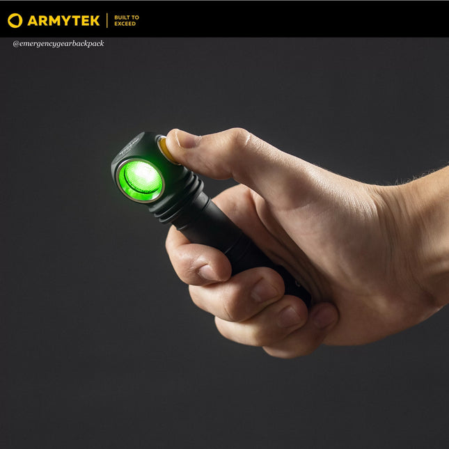 การใช้งาน Armytek Wizard C2 WG ด้วยมือเดียว เปิดใช้งานแสงเขียว