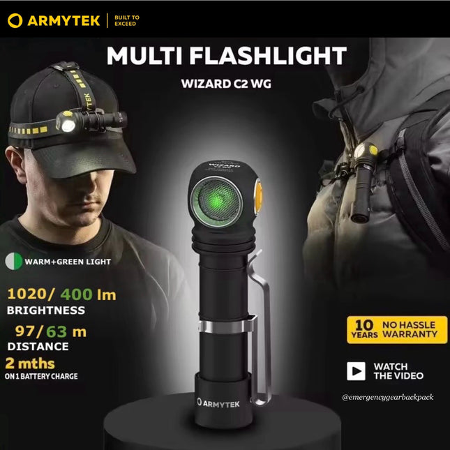 Armytek Wizard C2 WG ไฟฉายคาดหัว Warm และ Green Light พร้อมสเปก 1020 lm และ 400 lm