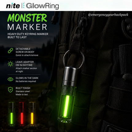Nite GlowRing Monster Marker มาร์กเกอร์เรืองแสงรุ่นใหญ่ สีเขียว สำหรับติดกระเป๋าและอุปกรณ์ Outdoor ในที่มืด
