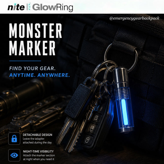 Nite GlowRing Monster Marker สีฟ้า ใช้เป็นจุดสังเกตกุญแจ กระเป๋า และอุปกรณ์สำคัญในเวลากลางคืน
