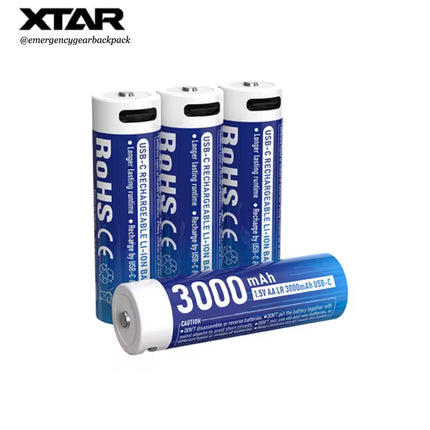 XTAR 1.5V AA LR 3000mAh USB-C Lithium Battery สำหรับ Digital Door Lock และอุปกรณ์สมาร์ทโฮม