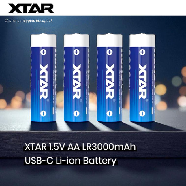 XTAR 1.5V AA LR 3000mAh USB-C Lithium Battery สำหรับ Digital Door Lock และอุปกรณ์สมาร์ทโฮม