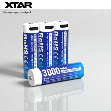 XTAR 1.5V AA LR 3000mAh USB-C Lithium Battery สำหรับ Digital Door Lock และอุปกรณ์สมาร์ทโฮม