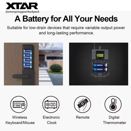 XTAR 1.5V AA LR 3000mAh USB-C Lithium Battery สำหรับ Digital Door Lock และอุปกรณ์สมาร์ทโฮม