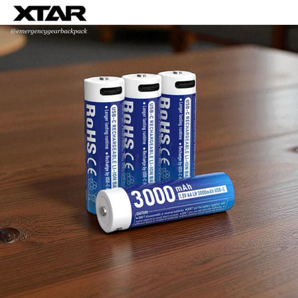 XTAR 1.5V AA LR 3000mAh USB-C Lithium Battery สำหรับ Digital Door Lock และอุปกรณ์สมาร์ทโฮม