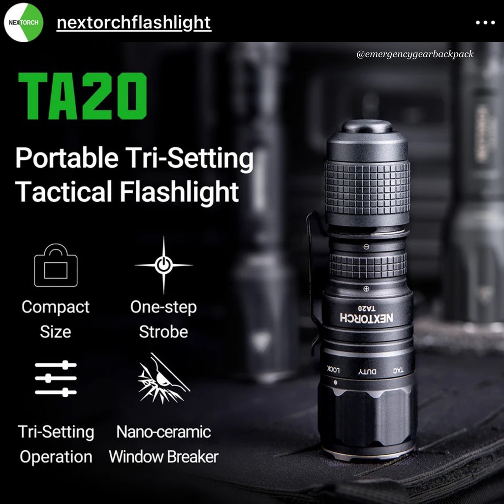 NEXTORCH TA20 Tri-Setting  Compact Tactical Flashlight 1000LMS 210M